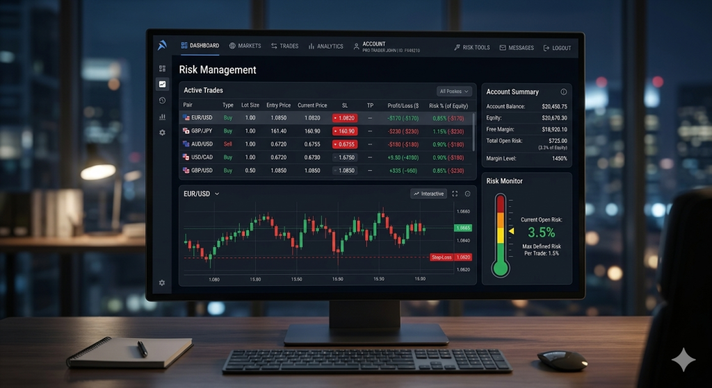 forex risk management with stop-loss and proper position size
