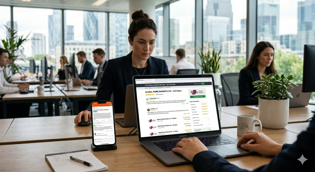 Checking online reviews and ratings to research a forex broker’s reputation