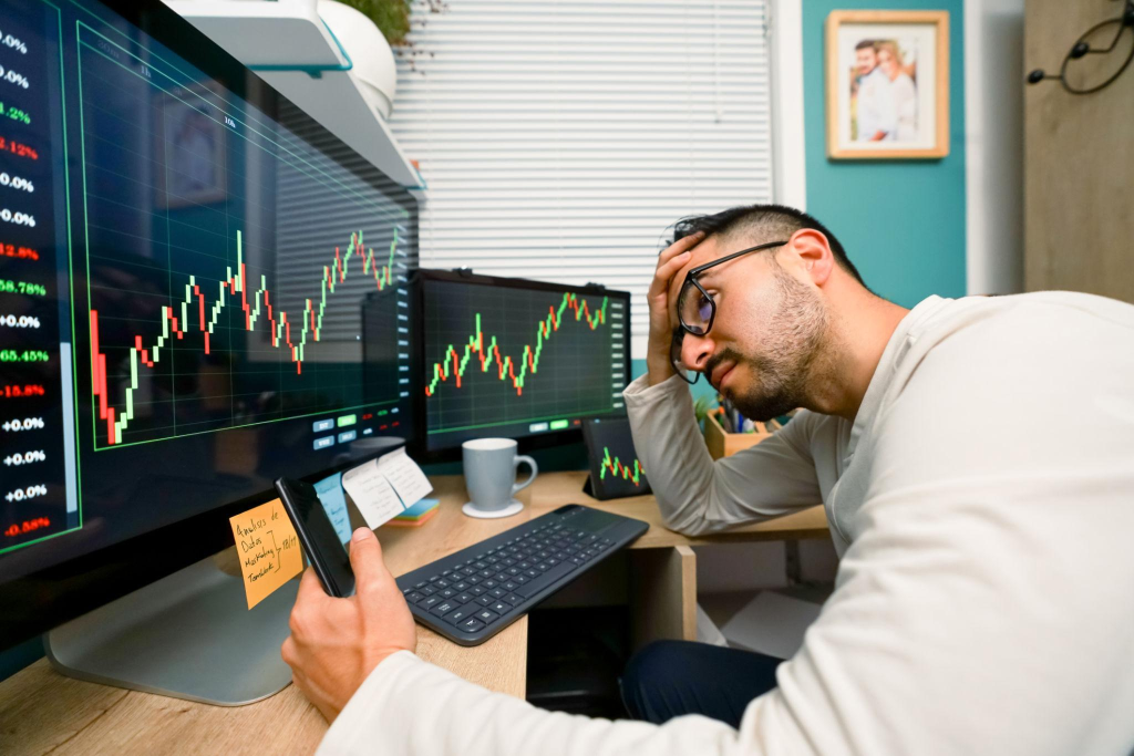 Trader looking frustrated after losing money in the stock market